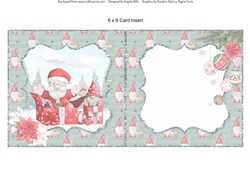 Festive Gnomes 11: Santa & Gnome Gift Boxes 6 x 6 Blank Card Insert with Red/Teal Gnome Background