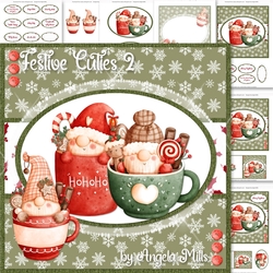 Festive Cuties 2: Cocoa Cup Gnomes 7 x 7 Card Mini Kit, 7 Sheets
