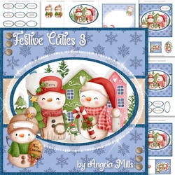 Festive Cuties 3: Snowmen 7 x 7 Card Mini Kit, 7 Sheets