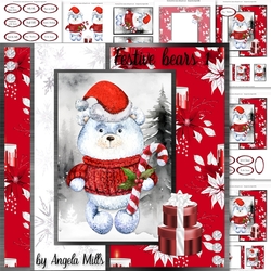 Festive Bears 1: Santa Hat Polar Bear 7 x 7 Card Mini Kit, 7 Sheets