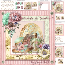 Windows on Summer 4: Floral Hat & Perfume Bottle 7 x 7 Card Mini Kit, 7 Sheets