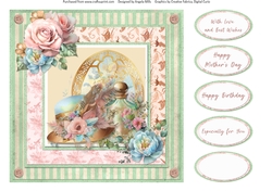 Windows on Summer 16: Shabby Hat & Perfume 8 x 8 Quick Card Front with Sentiments 