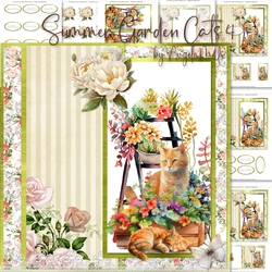 Summer Garden Cats 4: Ginger Cats 7 x 7 Card Mini Kit, 7 Sheets