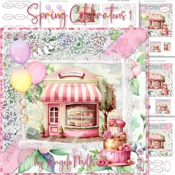 Spring Celebrations 1: Cake Shop 7 x 7 Card Mini Kit, Topper, Decoupage, Insert, Gift Card