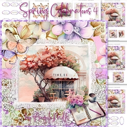 Spring Celebrations 4: Coffee Shop 7 x 7 Card Mini Kit, Topper, Decoupage, Insert, Gift Card