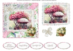 Spring Celebrations 14 Coffee Shop: 6 x 6 Card Front with Topper, Decoupage and Sentiments