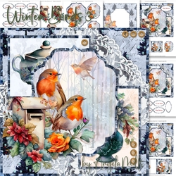 Winter Birds 3:Robins 7 x 7 Card Mini Kit, 8 Sheets