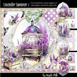 Lavender Summer 7: Lavender Gazebo/Garden Bench 6 x 6 Card Mini Kit with 4 Toppers, Seven Sheets