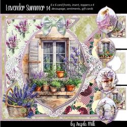 Lavender Summer 14: Lavender Window 8 x 8 Card Mini Kit incl. 4 Toppers, 8 Sheets