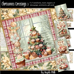 Christmas Greetings 3: Cupcake Christmas Tree 7 x 7 Card Mini-Kit, 8 Sheets incl 4 Toppers