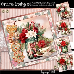 Christmas Greetings 10: Poinsettia Mason Jar 7 x 7 Card Mini Kit: 8 Sheets, 4 Toppers