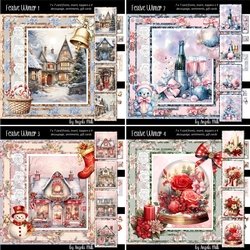 Festive Winter 1 to 4 Bumper Kit: Four 7 x 7 Card MiniKits, 32 Sheets