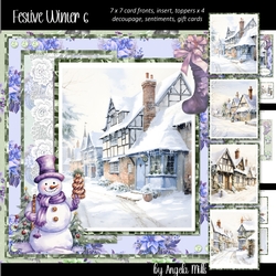 Festive Winter 6: Snowy Village Street Scenes 7 x 7 Card Mini Kit, 8 Sheets