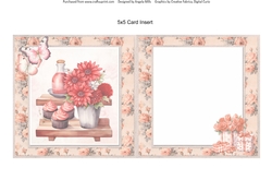 Lovely Valentines 6: Flowers & Cupcakes 5 x 5 Quick Cut & Fold Insert with Peach Floral Background