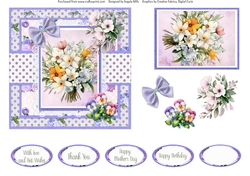 Shabby Spring 5: Spring Bouquet 6 x 6 Card Front with Topper, Decoupage & Sentiments