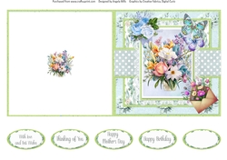 Shabby Spring 6: Spring Bouquet 5 x 5 Quick Cut & Fold Card with Sentiments