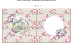 Spring Garden 5: Spring Cottage 6 x 6 Card Insert with Pink Roses on Taupe Background