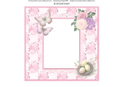 Shabby Spring 7: Butterflies & Floral 8 x 8 Card Insert with Pink Floral Background