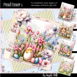Pastel Easter 3: Easter Chick & Garden 7 x 7 Card Mini-Kit, 7 Sheets