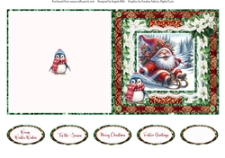 Santa Gnomes 9: 5 x 5 Quick Cut & Fold Card with Sentiments