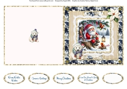 Santa Gnomes 12: 5 x 5 Quick Cut & Fold Card with Sentiments