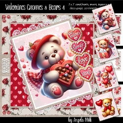 Valentines Gnomes & Bears 4: Chocolate Box Bear 7 x 7 Card Mini-Kit, 6 A4 Sheets
