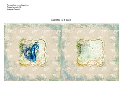 Insert for 6 x 6 card Blue/Green Peacock