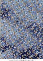A4 Background Paper Midnight/Slate Blue with Blue/Gold Floral