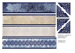 A4 Set of Four Borders and Corners Midnight Blue/Gold