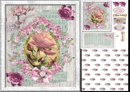 5x7 Vintage hummingbird