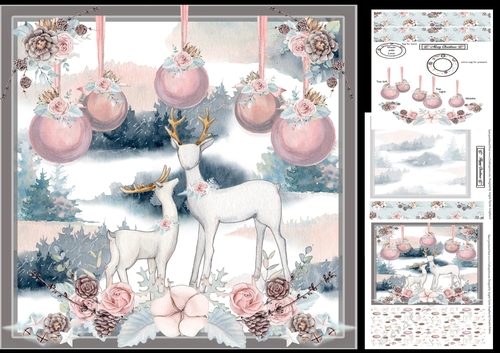 Deers in forest with baubles