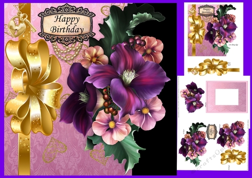 Purple Flower shaped card