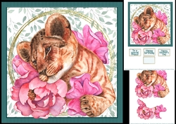 Tiger cub with flowers