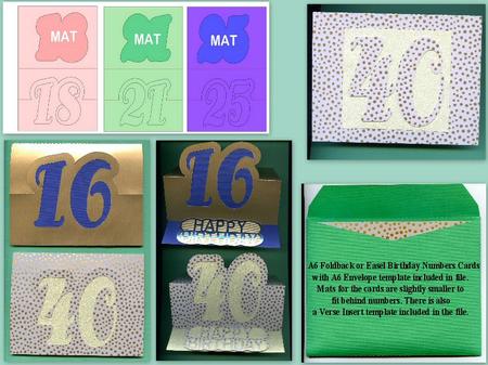 A6 Foldback Number Birthday Cards Etc