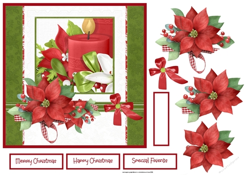 Christmas candles and poinsettias