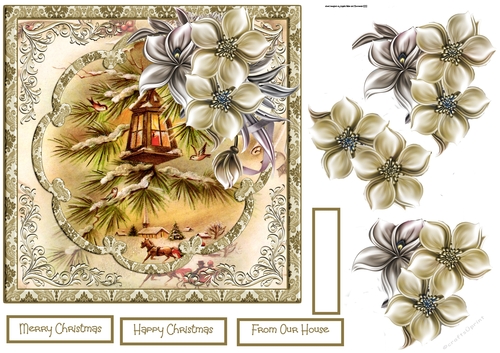Christmas lantern and holly