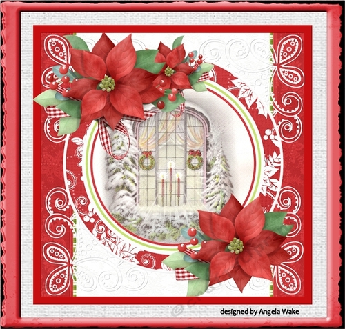 Window and red poinsettia