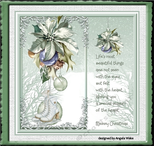 Poinsettia, bauble and skates