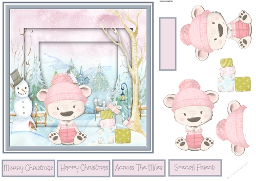 Girl bear and presents