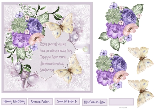 Mixed flowers and butterfly