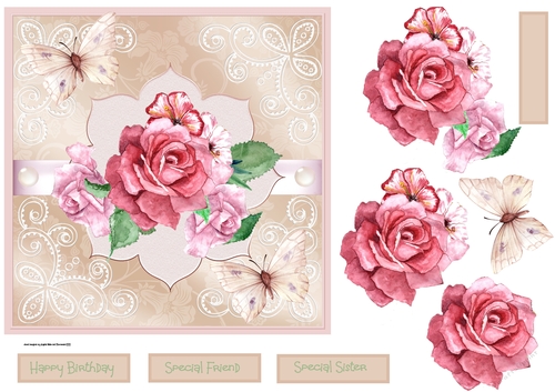 Mixed roses and butterfly