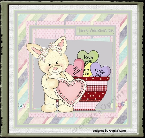 Rabbit and a cup full of love hearts