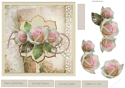 Pink roses 7x7 card
