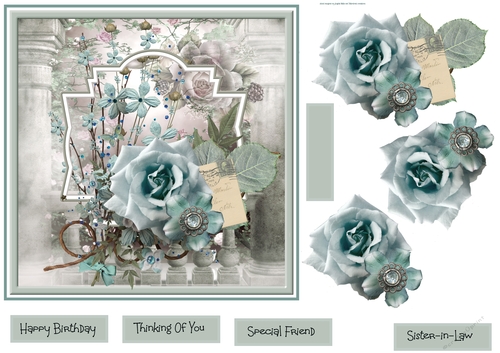 Blue rose 7x7 card