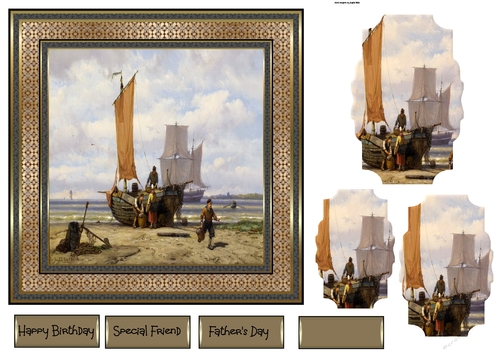 Unloading the catch of fish 7x7 card