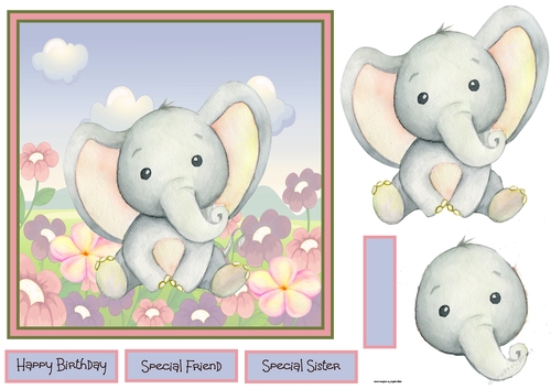 Baby elephant 7x7 card