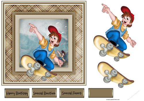 Skate board boy 7x7 card