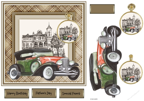 Retro car 7x7 card 
