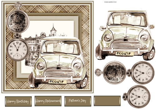Retro Mini car 7x7 card