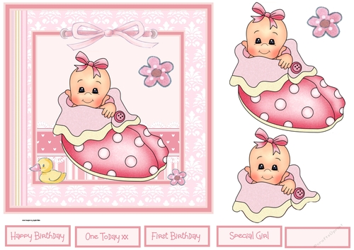Slipper baby girl 7x7 card
